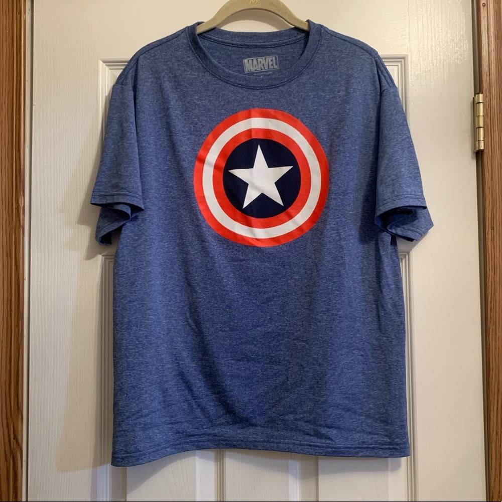Marvel Captain America blue short sleeve crew neck tshirt